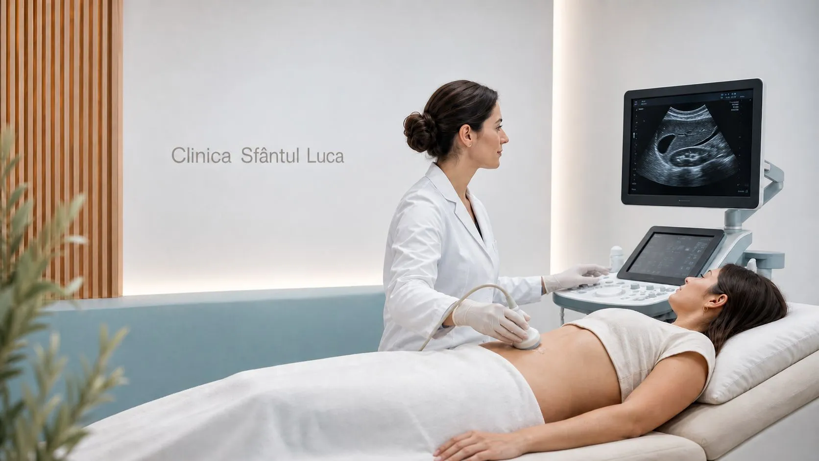 Ecografie efectuată la Clinica Sfântul Luca Bacău cu aparat modern de înaltă rezoluție — diagnostic imagistic precis